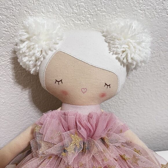 Alimrose Halle Ballerina Doll Fair & Blonde Pom Pom Hair Pink Tulle Dress 18.5" - Picture 6 of 16